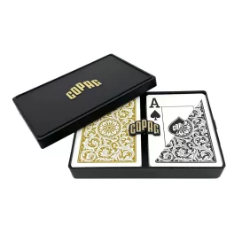Karty na poker 100% plast COPAG 1546 Jumbo index čierno-zlatý duo pack