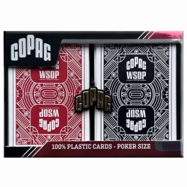   Karty na poker 100% plast, WSOP, Jumbo index, červeno-čierny duo pack