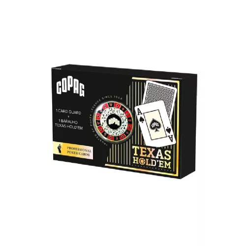 Hracie karty Copag Texas Hold'em poker čierne GOLD Range 100% plast s Dealer žetónom