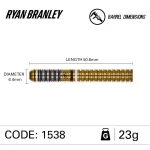 Šípky steel Winmau Ryan Branley 23g, 90% wolfram