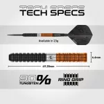 Šípky steel Winmau Ben Townley 23g 90% wolfram edícia Team 360