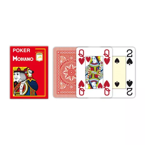 Modiano karty Cristallo červené 100% plastové 4 Jumbo index
