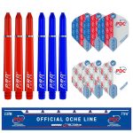 Kompletný šípkový set, terč Winmau Blade 6, PDC chránič steny, 2 sety šípok, štartovacia čiara, výst