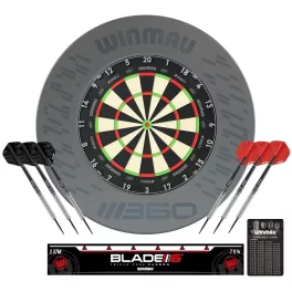 Kompletný šípkarský set Winmau BLADE 360 sivý surround, 2 sety šípok, štartovacia čiara