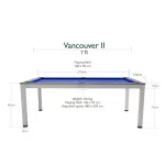 Dynamic Vancouver II. 7' biliardový-jedálenský stôl, matný sivý