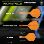 Winmau Fusion priehľadné oranžové integrované No6 letky a stredné násadky