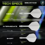 Winmau Fusion priehľadné biele integrované No6 letky a dlhé násadky