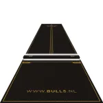 Koberec pred terč Bulls Advantage s odhodovou lištou, 300x85 cm, čierno-zlatý