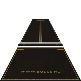 Koberec pred terč Bulls Advantage s odhodovou lištou, 300x85 cm, čierno-zlatý