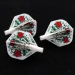 Letky na šípky Cuesoul TERO AK4 štandard, biele s motívom ruží