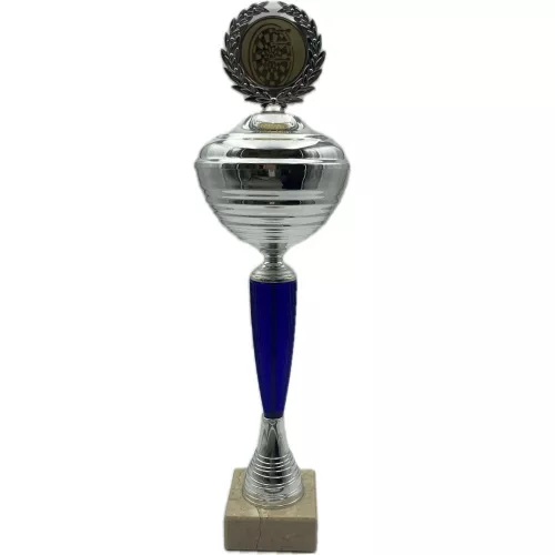 Šípkarská trofej strieborno-modrý pohár, 32cm vysoká