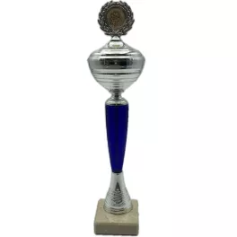 Šípkarská trofej strieborno-modrý pohár, 37cm vysoká