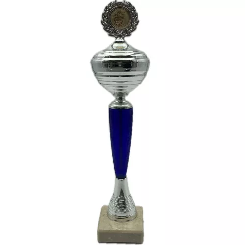 Šípkarská trofej strieborno-modrý pohár, 37cm vysoká