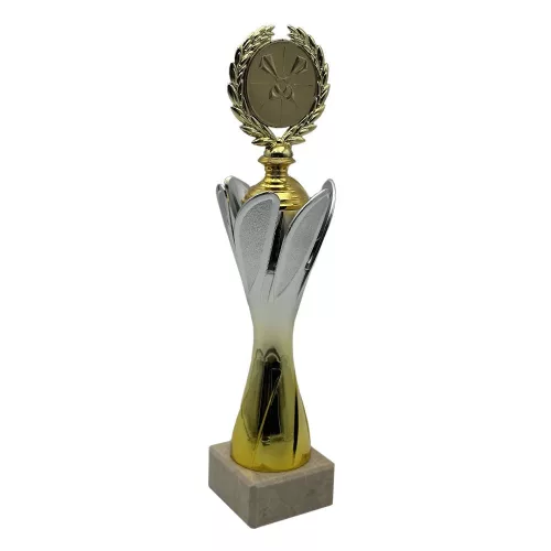 ProZona Športová trofej dizajn terča mramorový podstavec zlato-strieborná 33 cm