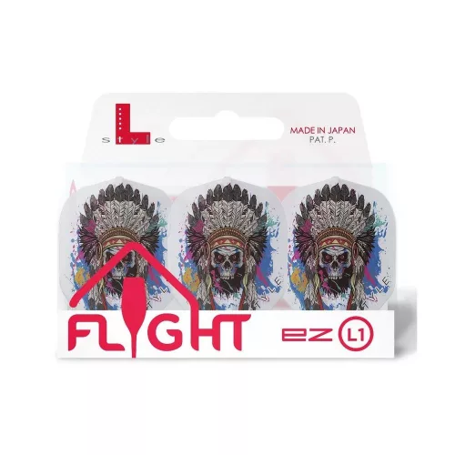 Letky na šípky L-Style L1EZ Chief Skull, priehľadné biele