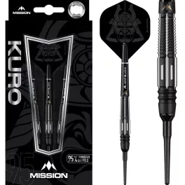 Šípky soft Mission Kuro 21g Black M4 Rear Taper 95% wolfram