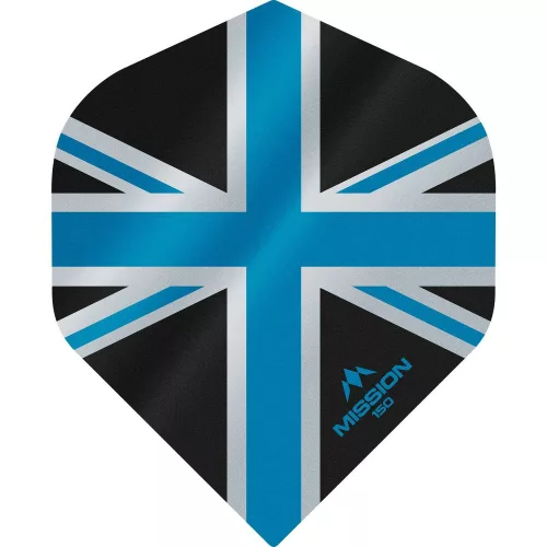 Letky na šípky Mission Alliance, Union Jack, No2, 150 micron, čierne, modré