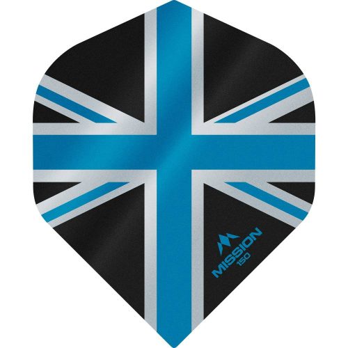 Letky na šípky Mission Alliance, Union Jack, No2, 150 micron, čierne, modré