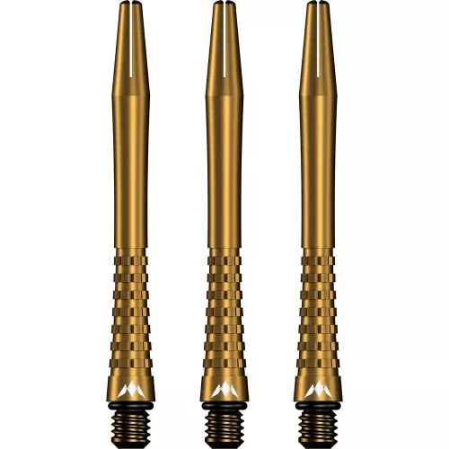 Násadky na šípky Mission Atom13 hliníkové, zlaté, dlhé 47mm