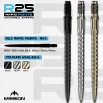 Náhradné hroty na šípky Mission R2.5 Rapid Points RVX strieborné 40mm 3ks