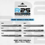 Náhradné hroty na šípky Mission R2.5 Rapid Points SM1 strieborné 40mm 3ks