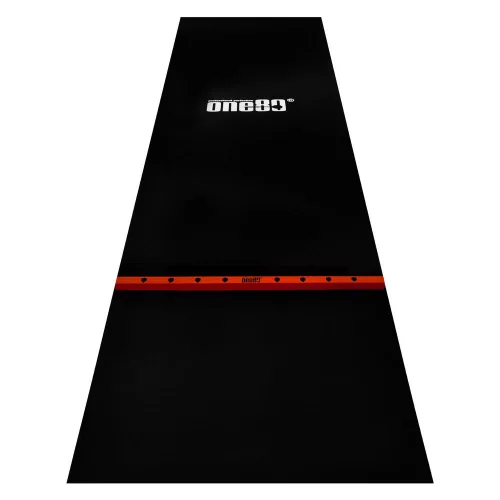 Gumený koberec s červenou hranicou hodu ONE80 300×90cm, čierny