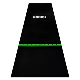Gumený koberec so zelenou hranicou hodu ONE80 300×90cm, čierny