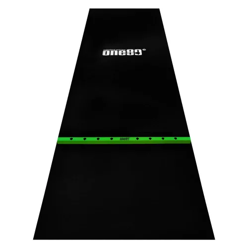 Gumený koberec so zelenou hranicou hodu ONE80 300×90cm, čierny