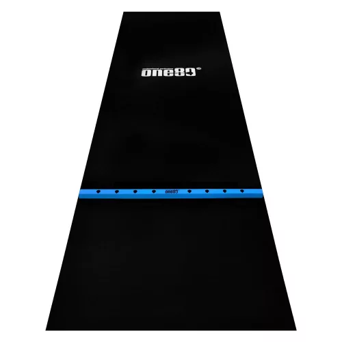 Gumený koberec s modrou hranicou hodu ONE80 300×90cm, čierny