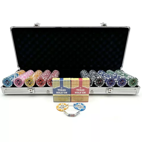 Poker set Laser dizajn 500 ks, 11,5g očíslované žetóny, hliníkový kufrík