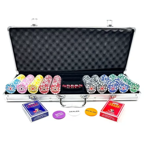 Poker set Royal dizajn 500 ks, 11,5g očíslované žetóny, hliníkový kufrík