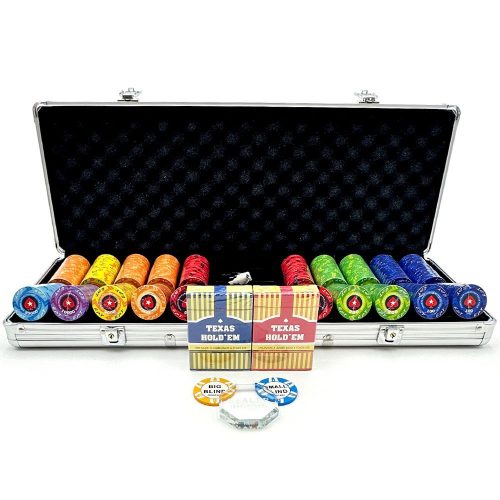 Poker set Elite Pro 500 ks, 10g keramické očíslované žetóny, hliníkový kufrík