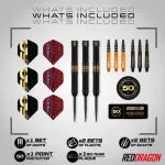 Šípky steel Red Dragon 50 Years Player Edition Peter Wright 21g 90% wolfram
