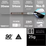 Šípky steel Target  Adam Lipscombe G1 25g SP 90% wolfram
