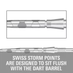 Kovové hroty Target Swiss Storm Onyx strieborné, 26mm - 3ks