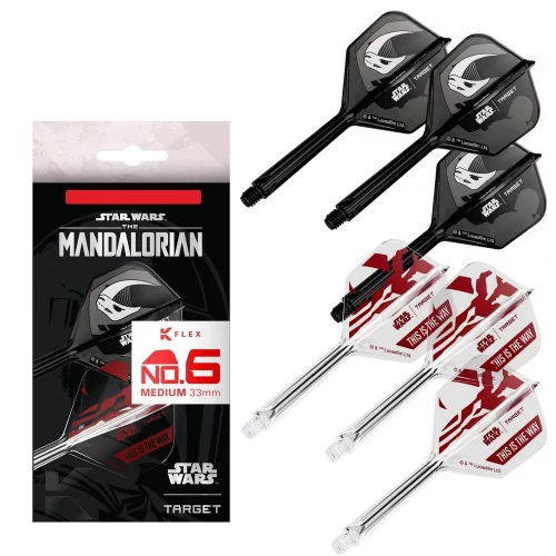 STAR WARS TARGET K-Flex Mandalorian integrované No6 letky a dlhé násadky na šípky 6ks