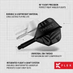 Target K-Flex Flight čierne integrované No6 letky a krátke násadky na šípky