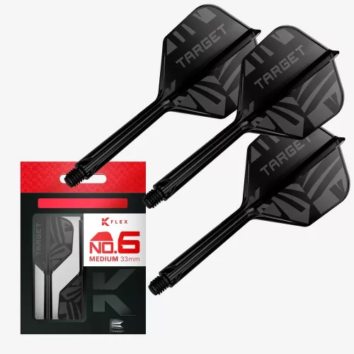 Target K-Flex Flight čierne integrované No6 letky a dlhé násadky na šípky