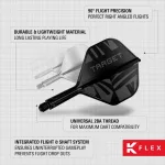 Target K-Flex Flight čierne integrované No2 letky a krátke násadky na šípky