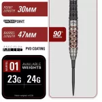 Šípky steel Target Japan SP Charis G6 23g, 90% wolfram