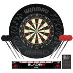 Kompletný šípkarský set s terčom Winmau Blade 360, surroundom, 2 setmi šípok, štartovacia čiarou a v