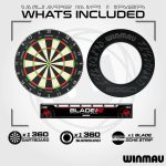 Kompletný šípkarský set s terčom Winmau Blade 360, surroundom, 2 setmi šípok, štartovacia čiarou a v