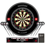 Kompletný šípkarský set s terčom Winmau Blade 6 Triple Core, čierny surroundom, 2 sety šípok, štarto