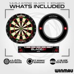 Kompletný šípkarský set s terčom Winmau Blade 6 Triple Core, čierny surroundom, 2 sety šípok, štarto