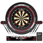 Kompletný šípkarský set s terčom Winmau Blade 6, sivým surroundom, 2 sety šípok, štartovacia čiara a