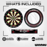 Kompletný šípkarský set s terčom Winmau Blade 6, sivým surroundom, 2 sety šípok, štartovacia čiara a